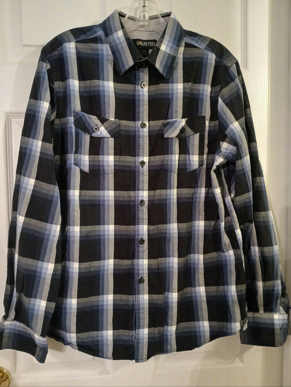 UNLISTED by Kenneth Cole Men's Long Sleeve Plaid Button-Up Shirt Size Med